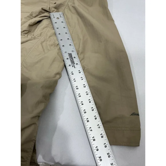 Womans Eddie Bauer Size 2XL Tan Full Zip Full Snap Hooded Wind Breaker - Picture 8 of 9